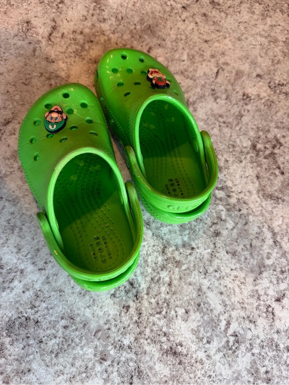 Crocs Classic Clogs Lime Green with Super Mario Jibbitz - Toddler Size 9 (C9)